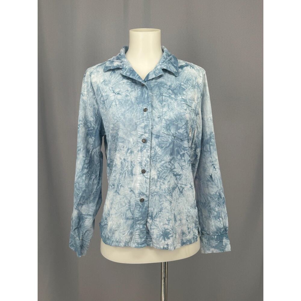 Gramicci Shirt Womens Small Blue Tie Dye Corduroy Button Up Long Sleeve USA Made